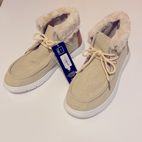 Orly CoXist Tan Canva Faux Fur Ankle Boots - Picture 2 of 8